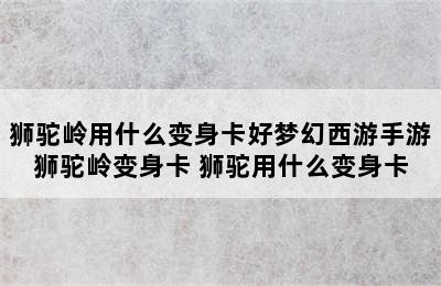 狮驼岭用什么变身卡好梦幻西游手游狮驼岭变身卡 狮驼用什么变身卡